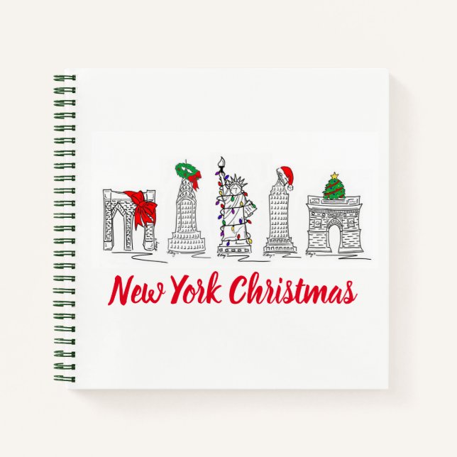 New York Christmas NYC Holiday Landmarks Xmas Notebook (Front)