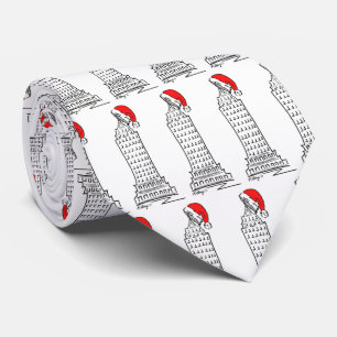 New York Christmas NYC Skyscraper Santa Claus Hat Tie