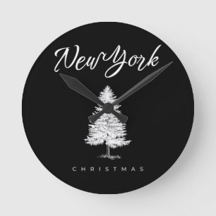 New York Christmas Round Clock