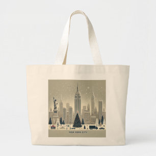 New York Christmas   Statue of Liberty Holiday Large Tote Bag