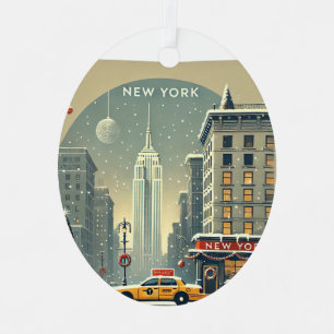 New York Christmas Statue of Liberty Holiday Metal Tree Decoration