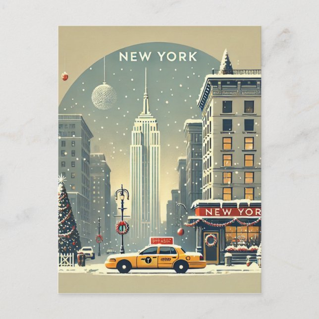 New York Christmas | Statue of Liberty Holiday Postcard (Front)