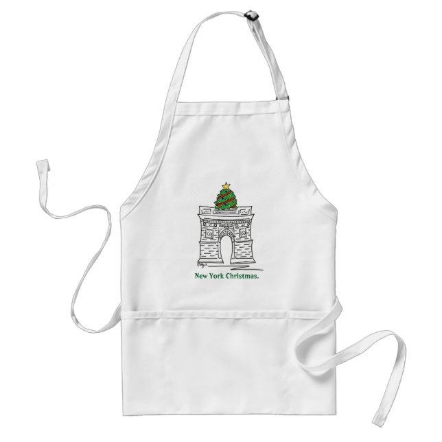 New York Christmas Tree Holiday Washington Square Standard Apron (Front)