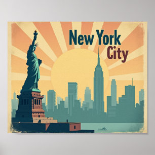 New York City –  10"x8" Art Deco Skyline Poster 