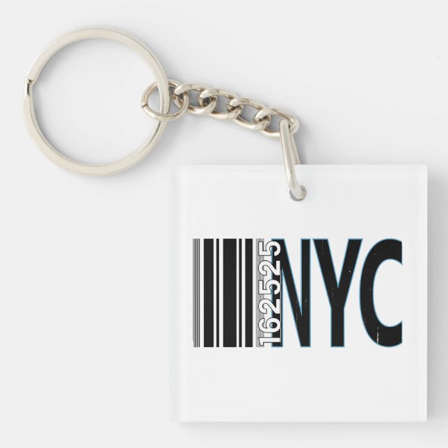 New York City 1625 Barcode Design Key Ring (Front)