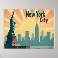 New York City – 16"x12" Art Deco Skyline Poster