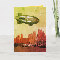 NEW YORK CITY 1930'S SKYLINE BLIMP YOUR BIRTHDAY