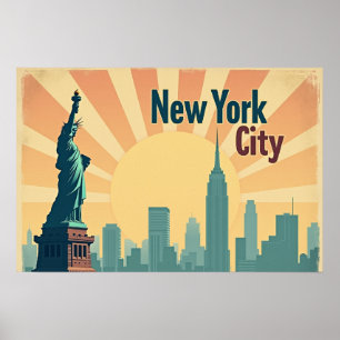 New York City –  24"x16" Art Deco Skyline Poster