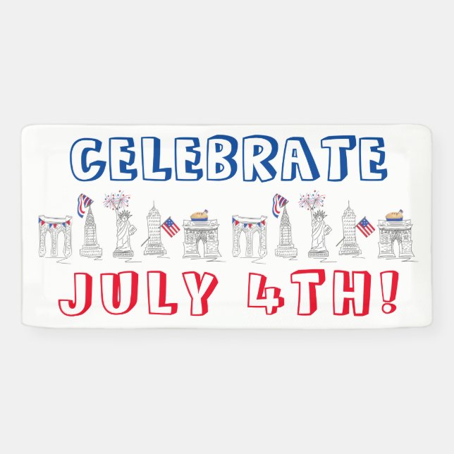 New York City 4th of July Fireworks NYC Celebrate Banner (Horizontal)