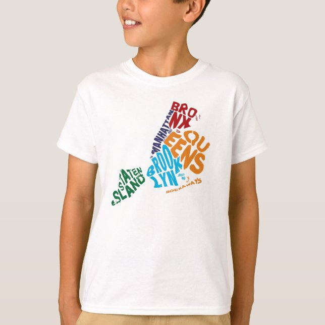 New York City 5 Boroughs Calligram Map T-Shirt (Front)