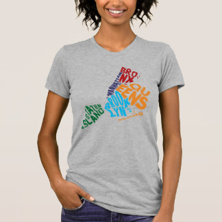 New York City 5 Boroughs Calligram Map T-Shirt
