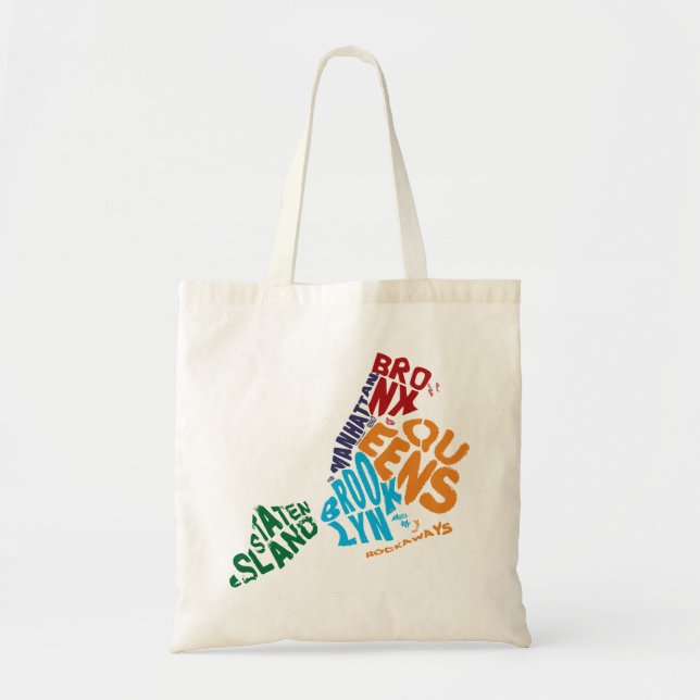 New York City 5 Boroughs Calligram Map Tote Bag (Front)