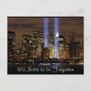 "New York City" 9/11 Tribute with Lights Postcard