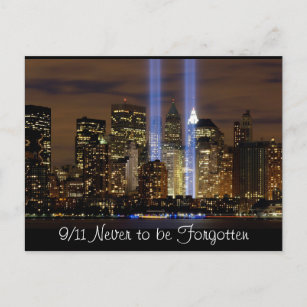 "New York City" 9/11 Tribute with Lights Postcard
