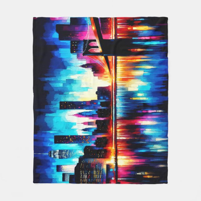 New York City Abstract 1103 Fleece Blanket (Front)