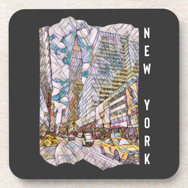 New York City Aesthetic Mosaic Art  Coaster (Front)