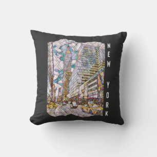 New York City Aesthetic Mosaic Art  Cushion