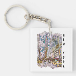 New York City Aesthetic Mosaic Art     Key Ring