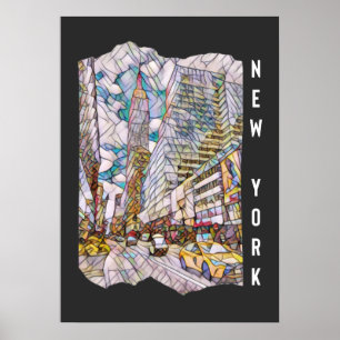 New York City Aesthetic Mosaic Art Poster