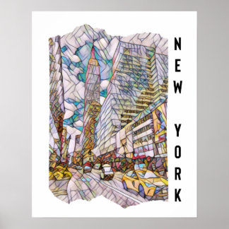 New York City Aesthetic Mosaic Art Poster