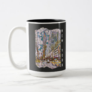 New York City Aesthetic Mosaic Art    Two-Tone Coffee Mug