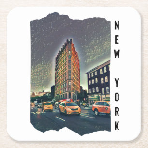 New York City Aesthetic Photo Art  Square Paper Coaster
