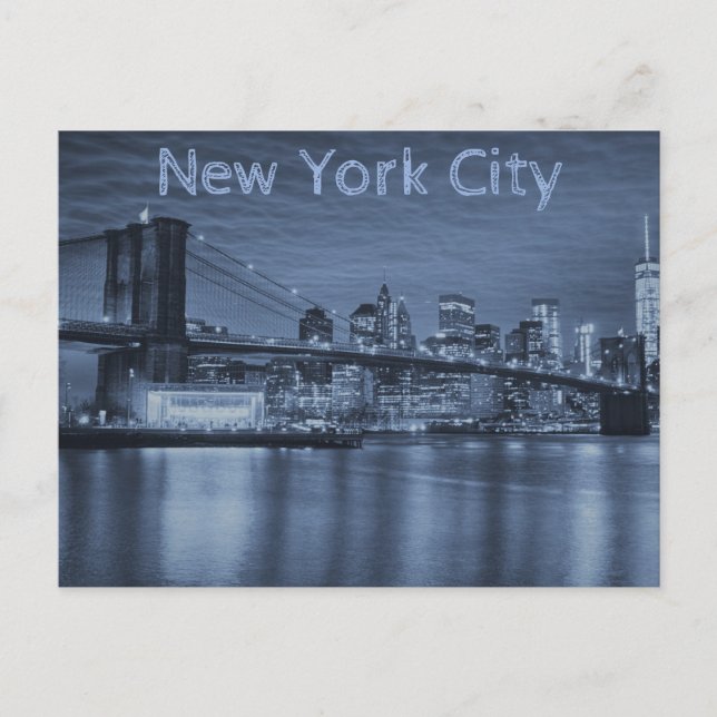 New York City Arctic Blue Skyline Postcard (Front)