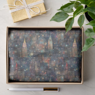 New York City at New Year’s Watercolor Skyline Tissue Paper