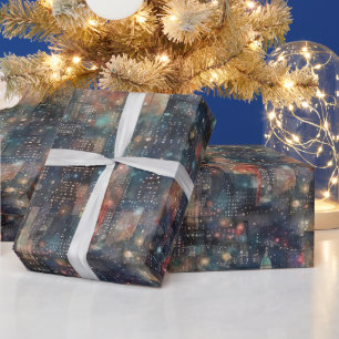 New York City at New Year's in Watercolors Wrapping Paper