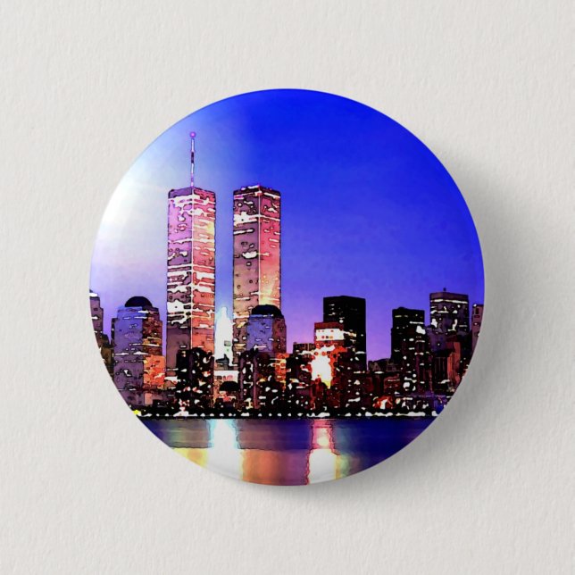 New York City at Night 6 Cm Round Badge (Front)
