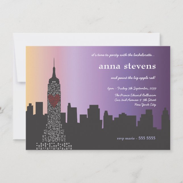 New York City at Night Bachelorette Party Invitation (Front)