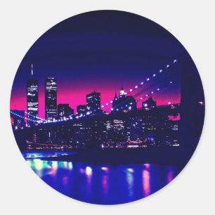 New York City at Night Classic Round Sticker