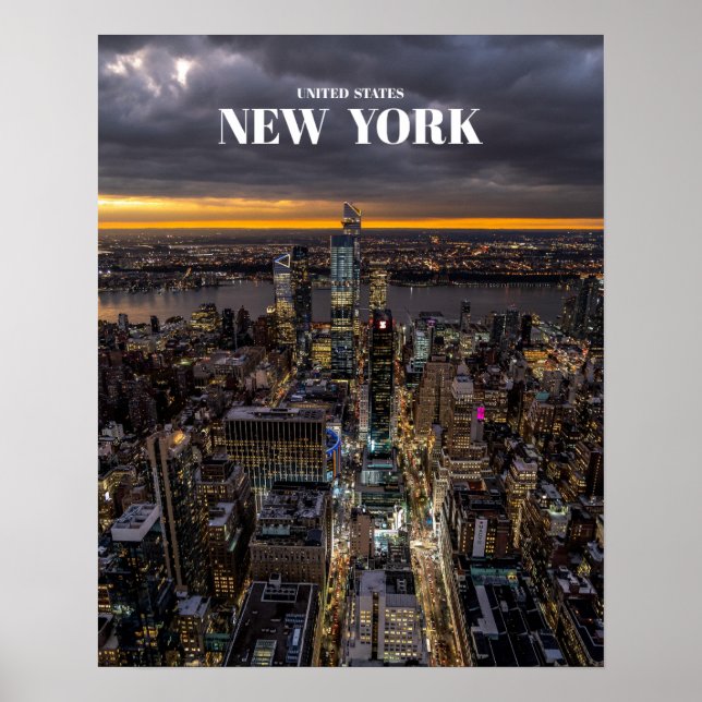 New York City At Night Skyline - United States Poster (Front)