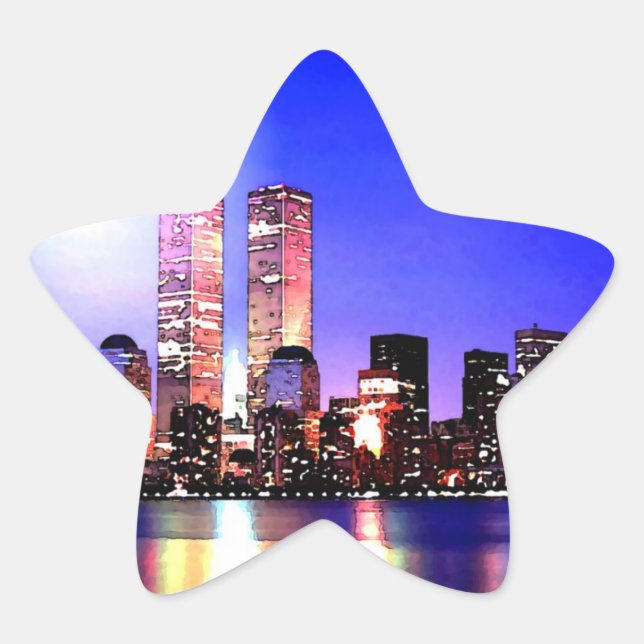 New York City at Night Star Sticker (Front)
