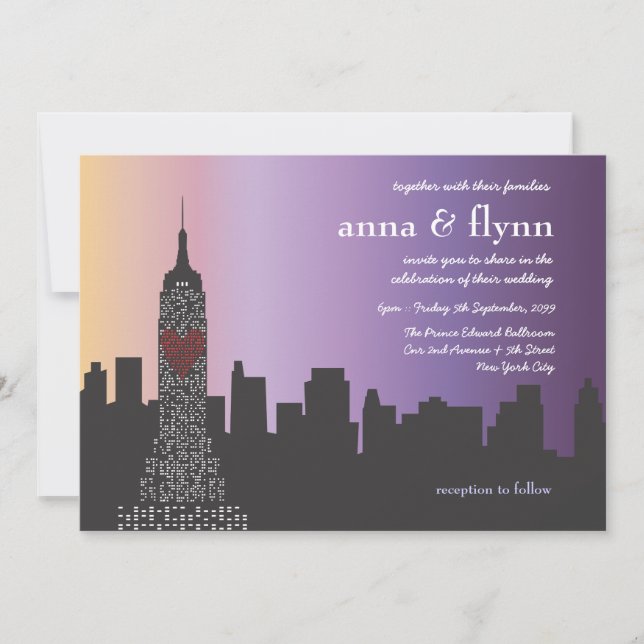 New York City at Night Wedding Invitation (Front)
