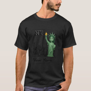 New York City Baby Statue of Liberty Skyline Sketc T-Shirt