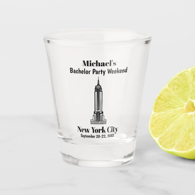 New York City Bachelor Party Favour Guys Trip Shot Glass (Front)