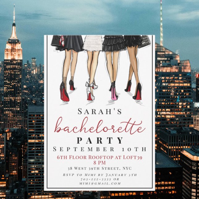 New York City Bachelorette Fashion Illustration Invitation (Creator Uploaded)