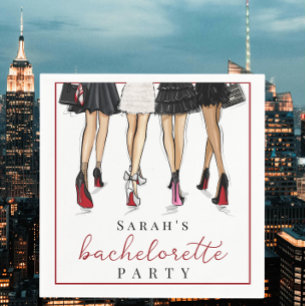 New York City Bachelorette Fashion Illustration  Napkin