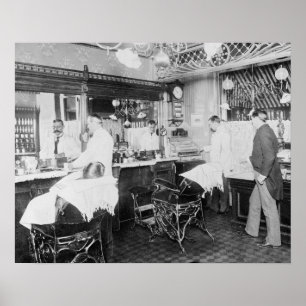 New York City Barber Shop, 1895. Vintage Photo Poster
