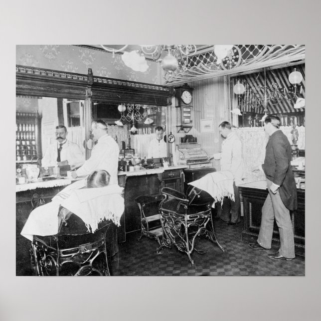 New York City Barber Shop, 1895. Vintage Photo Poster (Front)