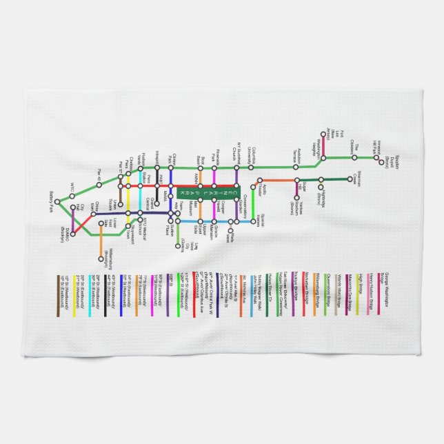New York City Bike Map 16x24 Cotton Kitchen Towel (Horizontal)