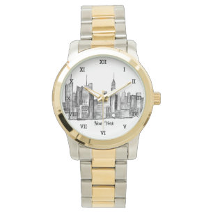 New York City Black Modern Skyline Travel NYC Watch