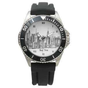 New York City Black Modern Skyline Travel NYC Watch