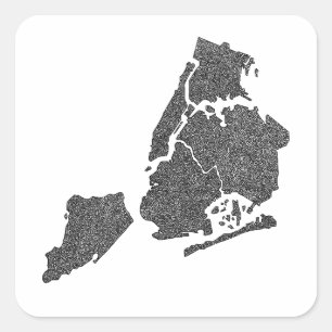 New York City Borough's Map Square Sticker