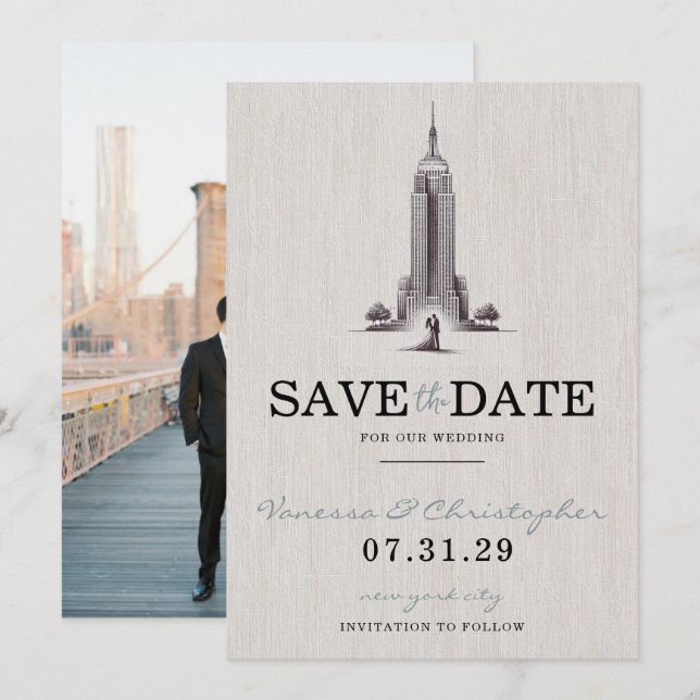 New York City Bride & Groom Save The Date (Front/Back)