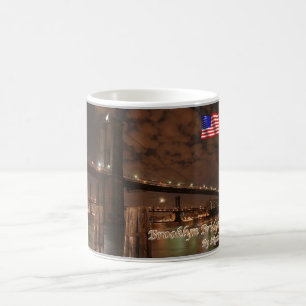 New York City - Brooclyn Bridge by Night - USA - Coffee Mug