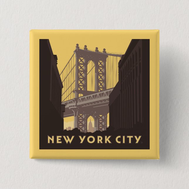 New York City | Brooklyn Bridge 15 Cm Square Badge (Front)