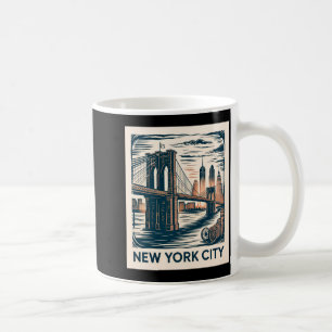 New York City Brooklyn Bridge Bold Retro Skyline _ Coffee Mug