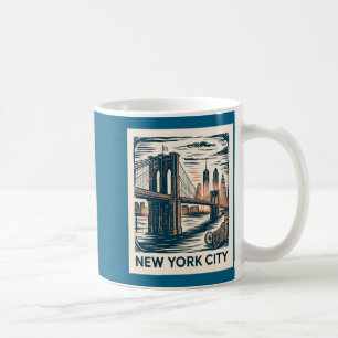 New York City Brooklyn Bridge Bold Retro Skyline Coffee Mug